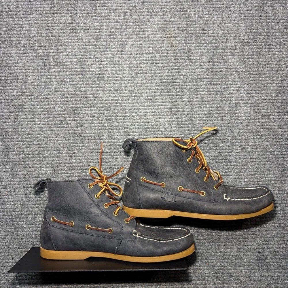 Polo Ralph Lauren Mens Barron Leather Chukka Boat Boots Navy Blue 10.5D 14557